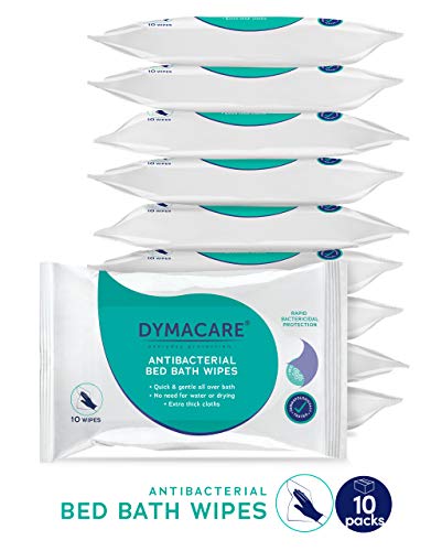 DYMACARE Toallitas antibacterianas baño en cama - Desinfección piel sin enjuague para adultos - Toallitas húmedas antibacterianas eliminación de gérmenes cuerpo, manos y cara