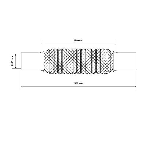 ECD Germany Tubo flexible 56 x 230 x 230 mm con 2 abrazaderas + pasta de montaje 60g - Acero inoxidable - Montaje sin soldadura - Tubo flexible - Tubo corrugado - Tubo de escape