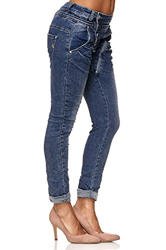 Elara Jeans para Mujer Boyfriend Baggy Botones Chunkyrayan Azul Oscuro C613MK/H-F Dk.Blue 38/M