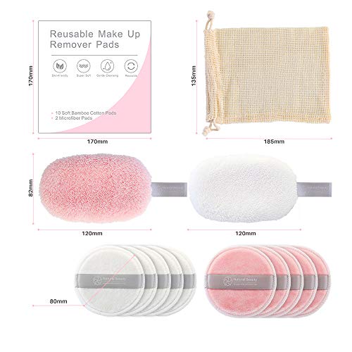 Elegear Almohadillas Desmaquillantes Reutilizables 10 Uds Discos Desmaquilladores, Algodón para Removedor con 2 Lavable Maquillaje Facial Paños de Limpieza y 1 Bolsa de Lavado para Cara Todo Pieles