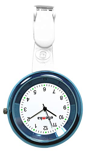 Ellemka JCM-2103 Elle - Reloj de bolsillo analógico para enfermeros, mecanismo de cuarzo, correa de plástico ABS con clip, color azul claro