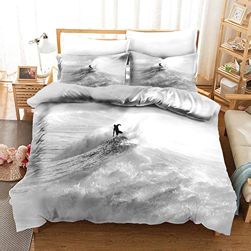 España Blanca Surf 1 Funda Nórdica 2 Funda De Almohada 3 Piezas Ropa De Cama Hipoalergénica Refrescante 100% Microfibra Moda Inicio Ropa De Cama - 200X200CM