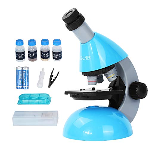 ESSLNB Microscopio 40-640X Microscopio para Niños con Ciencia Kit Luz LED Gafas ópticas 10X-16X Ocular Zoom para Estudiantes Enseñanza de Las Ciencias