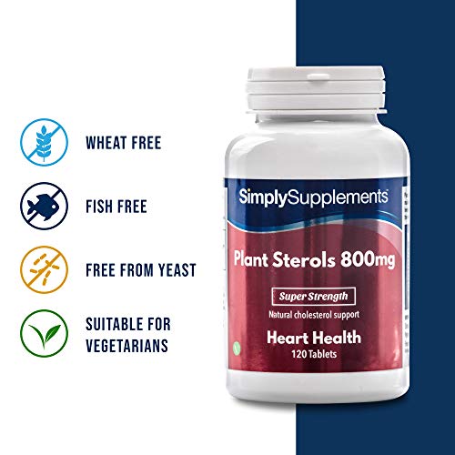 Esteroles Vegetales 800mg - ¡Bote para 4 meses! - Apto para veganos - 120 Comprimidos - SimplySupplements