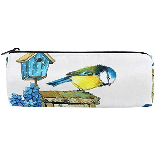 Estuche De Lápices Acuarela Primavera Flor Pájaro Bolígrafo Bolso Estudiantes Papelería Bolsa De Almacenamiento, Maquillaje Bolsa Monedero