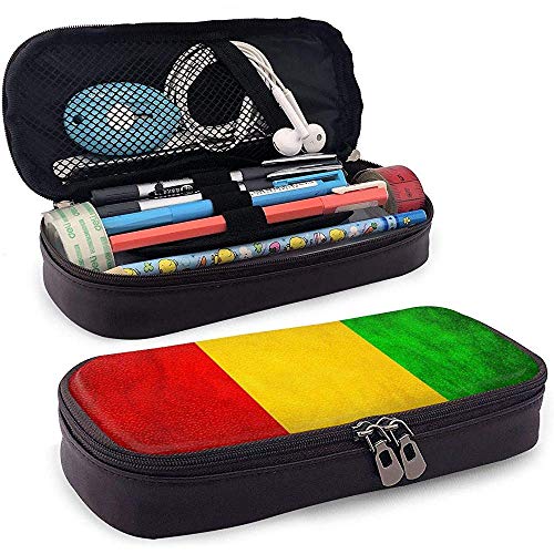 Estuche lápices cuero gran capacidad bandera Guinea Estuche lápices Estuche papelería Organizador caja Organizador oficina Bolígrafo maquillaje Bolso papelería para estudiantes