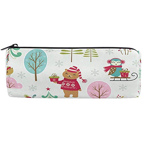 Estuche Para Lápices Navidad Invierno Animal Patrón De Árbol Bolígrafo Bolso De Almacenamiento De Papelería Para Estudiantes, Monedero De Maquillaje