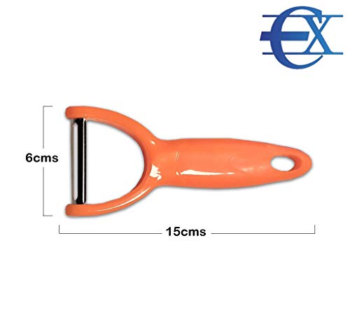 EUROXANTY® Pelador de verduras | Pelaverduras | Ideal para pelar patatas y zanahorias | Cuchillas de acero inoxidable | Disponible en varios colores (NARANJA)