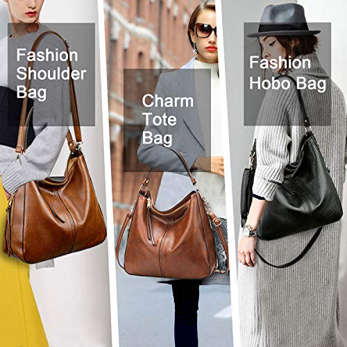 EVEOUT Bolso de cuero vegano suave para mujer,Bolsos de Mano Retro, Bolso de Hombro con Asa Superior para el Trabajo Casual, Bolso Clásico de Hobo con Borla Bolsas de Viaje para Mujer