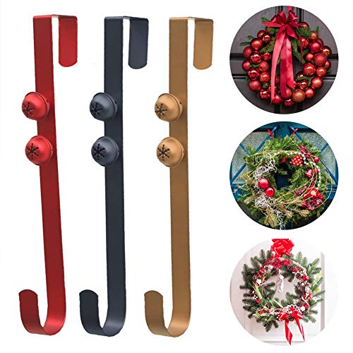 evergreemi Paquete De 1/4 Percha para Coronas De 15 Pulgadas, Coronas Navideñas, Gancho con Decoración De Campana, Metal sobre La Puerta, Gancho Simple, Decoración Navideña para Puerta Delantera