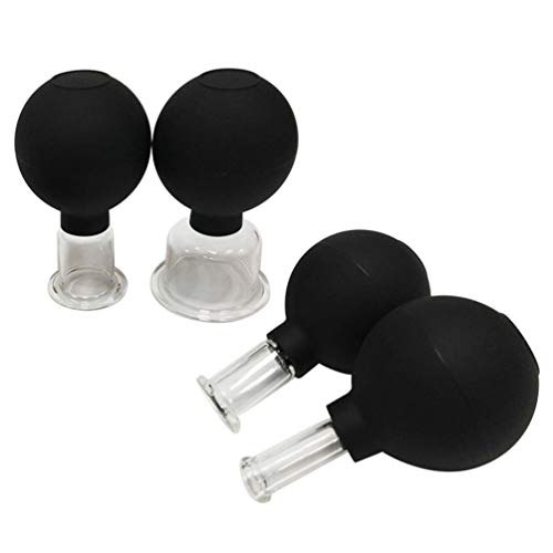 EXCEART Juego de Ventosas Faciales de 4 Piezas de Silicona para Ojos Cara Masaje Corporal Ventosas Al Vacío Terapia Linfática Anticelulítica Negro