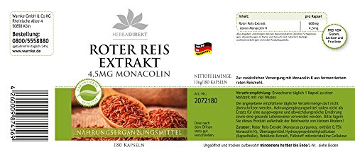 Extracto de Arroz rojo 600mg – Monacolina K 4,5mg – 180 cápsulas