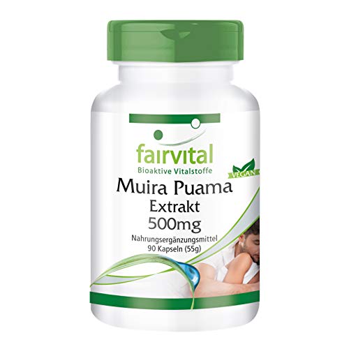 Extracto de Muira Puama 500mg - Potente Extracto 10:1 - VEGANO - Dosis elevada - 90 Cápsulas - Calidad Alemana