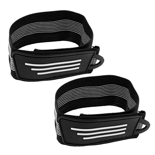 F Fityle 1 Par de Bicicleta Tobillo Reflectante Bind Pantalón Clips de Banda Correa para Correr, Ciclismo, Polea de Una Hilera, Escalada, Camping - Negro