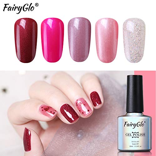 Fairyglo Esmaltes Semipermanentes en Gel UV LED, 5pcs Kit de Esmaltes de Uñas Soak-off 10ml 022