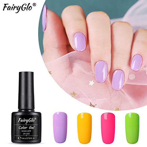 Fairyglo Esmaltes Semipermanentes en Gel UV LED, 6pcs Kit de Macarrón Esmaltes de Uñas Soak-off 8ml 001