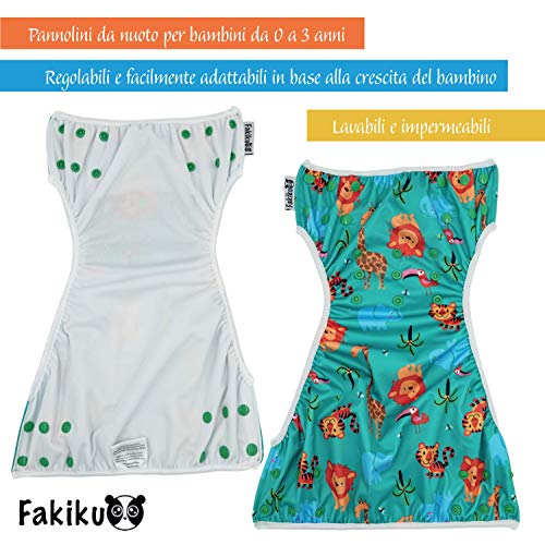 fakiku - Pañal de natación ajustable, lavable y reutilizable, para piscina y mar, 2 unidades Verde Talla única