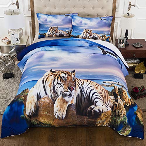 Fansu Juego de Ropa de Cama 3 Piezas Microfibra 3D Tigre Juego de Fundas de Edredón Incluye 1 Funda Nórdica y 2 Funda de Almohada (Cama 150/160-220x240cm,Águila)