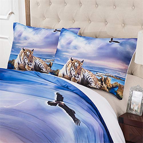 Fansu Juego de Ropa de Cama 3 Piezas Microfibra 3D Tigre Juego de Fundas de Edredón Incluye 1 Funda Nórdica y 2 Funda de Almohada (Cama 150/160-220x240cm,Águila)