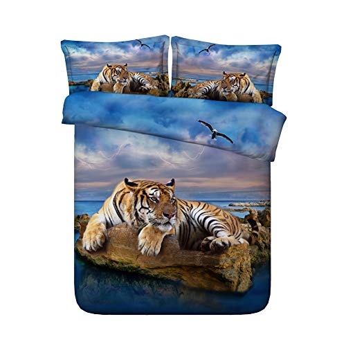 Fansu Juego de Ropa de Cama 3 Piezas Microfibra 3D Tigre Juego de Fundas de Edredón Incluye 1 Funda Nórdica y 2 Funda de Almohada (Cama 150/160-220x240cm,Águila)