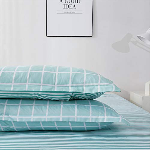 Fansu Juego de Ropa de Cama 4 Piezas, Incluye Tela Escocesa Moderna Microfibra 1 Cremallera Funda Nórdica de Edredón 1 Colcha de Cama o Sábana 2 Fundas de Almohada (220x240cm-2.2M,Azul a Cuadros)