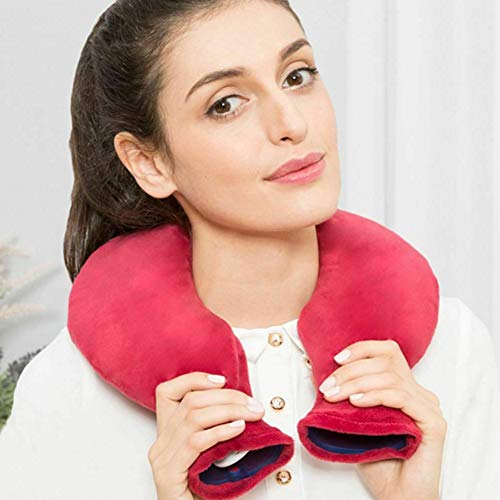 Fayeille Botella Agua Caliente Invierno Protección para el Cuello Regalo Viaje Forma casera A Prueba Fugas Portátil Antideslizante Mantenga el Hombro cálido Ali del Dolor PVC(Rojo)