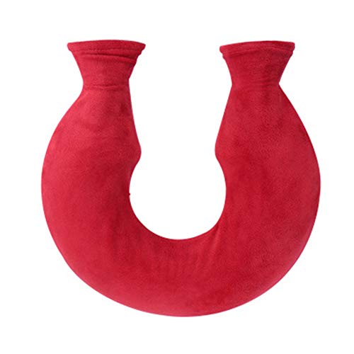 Fayeille Botella Agua Caliente Invierno Protección para el Cuello Regalo Viaje Forma casera A Prueba Fugas Portátil Antideslizante Mantenga el Hombro cálido Ali del Dolor PVC(Rojo)