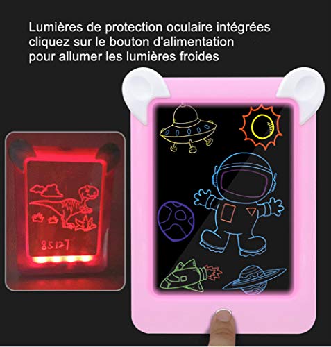 Febelle Tableta de Escritura LCD para niños,Juguete de Tablero Tablero de Escritura de 10 Pulgadas|3D LED Luminoso Magic Drawing Pad Toys, Bloc de Notas de Dibujo borrable (Azul)