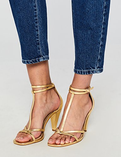 find. Sandalias de Tacón con Pulsera Mujer, Dorado (Gold), 40 EU