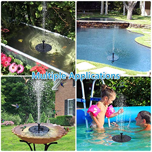 flintronic Fuente Solar Bomba, 3.5W 1500mAH Fuente de Jardín Solar, Fuente Solar Jardín con 6 Boquillas para Diferente Forma de Chorro, para Decoración de Jardín, Fuente, Piscina, Jardín, Estanque