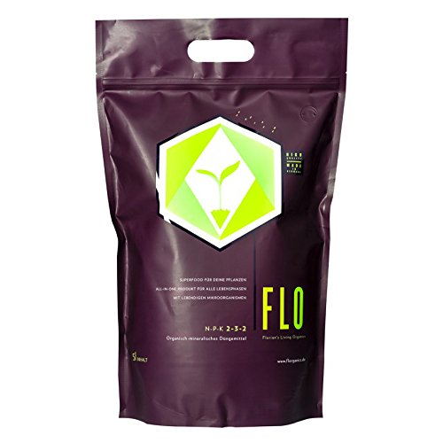 Flo Organics Superfood para plantas, abono orgánico todo en uno, 5 litros de tierra de coco, bacterias, enzimas microorganismos macroorganismos NPK NPC