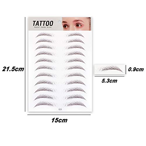 FLOFIA 55 Pares de Pegatinas de Cejas Tatuaje Tatoo 3D Naturales Cejas Adhesivas Auténticas con Forma De Cabello Impermeable Waterproof Larga Duración para Mujer Hombre Unisex Maquillaje (5 hojas)