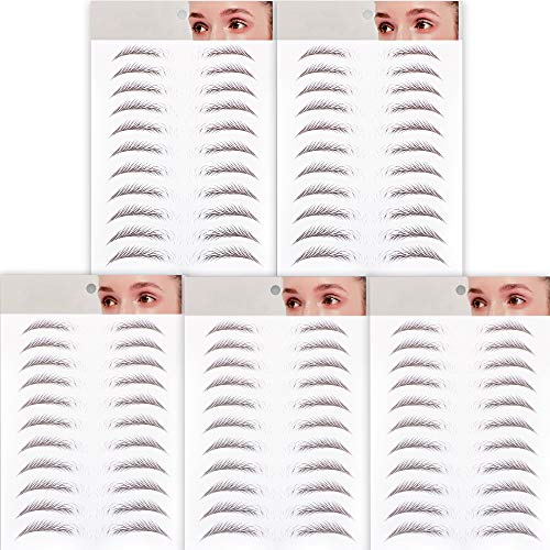 FLOFIA 55 Pares de Pegatinas de Cejas Tatuaje Tatoo 3D Naturales Cejas Adhesivas Auténticas con Forma De Cabello Impermeable Waterproof Larga Duración para Mujer Hombre Unisex Maquillaje (5 hojas)