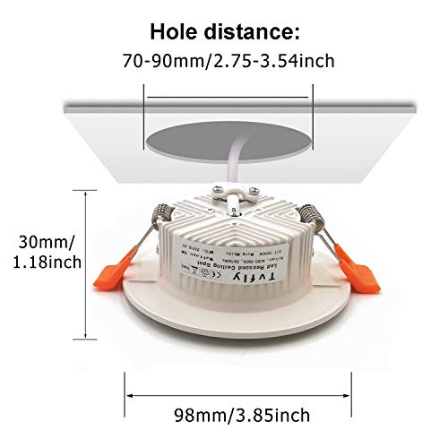 Foco LED Empotrable Redondo,3 x 5W,3000K Blanco Cálido, Regulable,450 Lumens,IP44,Foco LED para Hogar, Oficina, Iluminación Comercia