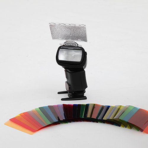 Fomito Flash Speedlight Gel Color Kit Filtro 30ps W/gels-band y reflector para Canon Nikon Olympus Pentax YONGNUO Neewer Godox Speedlite