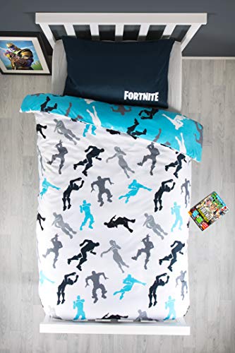 Fortnite Funda de edredón oficial individual con diseño de dabbing | Funda de edredón azul con funda de almohada a juego reversible