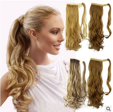 Frcolor Envuelva alrededor de Ponytail One Piece Clip en cabello rizado Extensiones de cabello Tial 24inch para la mujer Señora Mujeres (27/613)