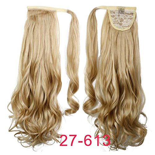 Frcolor Envuelva alrededor de Ponytail One Piece Clip en cabello rizado Extensiones de cabello Tial 24inch para la mujer Señora Mujeres (27/613)