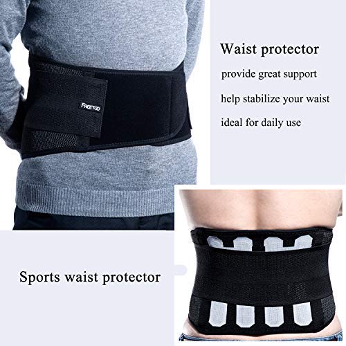 FREETOO Cinturón Lumbar Soporte Lumbar para la Espalda Ayuda de la Cintura para Aliviar El Dolor de Espalda y Prevenir Daños, Unisex Negr (XXL)