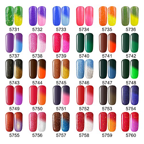 Frenshion 10 Unids 7.3 ML Esmalte de Uñas de Gel Camaleón Térmico Semi Permanente Soak-off UV LED Gel Polaco Temperatura Cambio de Color Polaco-Elija 10 Unids