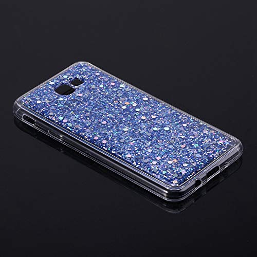 Funda Compatible con Samsung Galaxy J5 Prime.KunyFond Lentejuela Brillo Brillante Clear Silicona Suave Carcasa Color Purpurina Glitter Cover Moda Ultra Slim TPU Gel Transparente Bumper Case,Azul