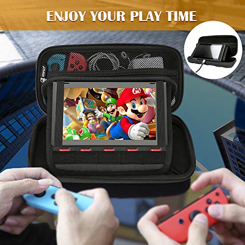 Funda para Nintendo Switch, Accesorios para Nintendo Switch, Carcasa de Protección Rigid Anti-Choques/Arañazo Llevar la 15 Juegos Adaptador Consola Cable Otros Accesorios Nintendo Switch Viaje Case