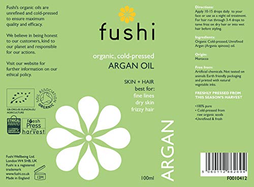 Fushi Aceite de argán ecológico prensado en frío 100 ml