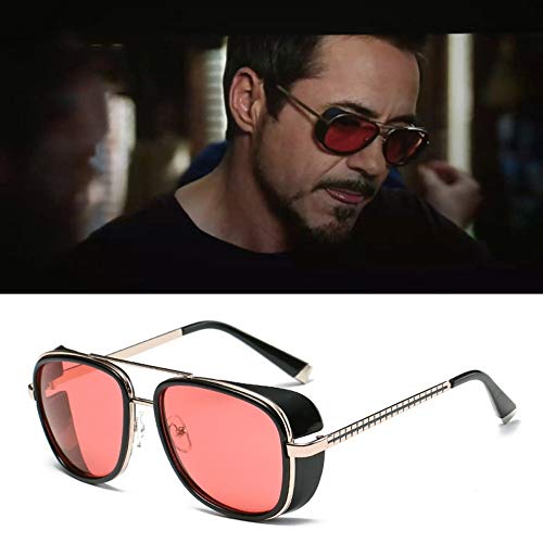 FUZHISI Gafas de Sol Metal Hombres Mujeres Gafas de Sol Revestimiento Gafas de Sol UV400, Rosa