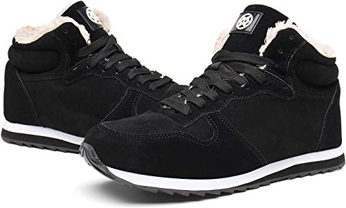 Gaatpot Zapatos Invierno Botas Forradas de Nieve Zapatillas Sneaker Botines Planas para Hombres Mujer Negro EU 40.5 = CN 42