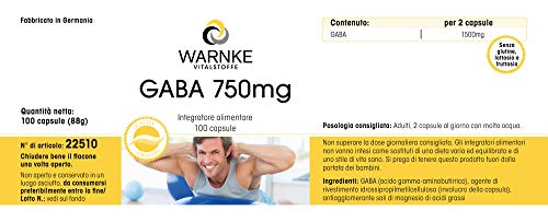 GABA 750mg – Ácido Gama – aminobutírico – Vegano – 100 Cápsulas