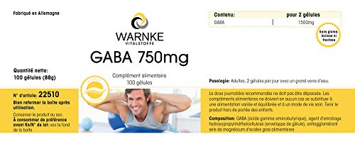 GABA 750mg – Ácido Gama – aminobutírico – Vegano – 100 Cápsulas