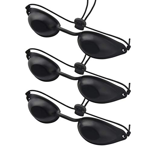 Gafas de bronceado de seguridad 3Sets IPL Eye Patch, gafas de bronceado UV, gafas de bronceado ajustables para la terapia de rayos infrarrojos UV IPL (negro)