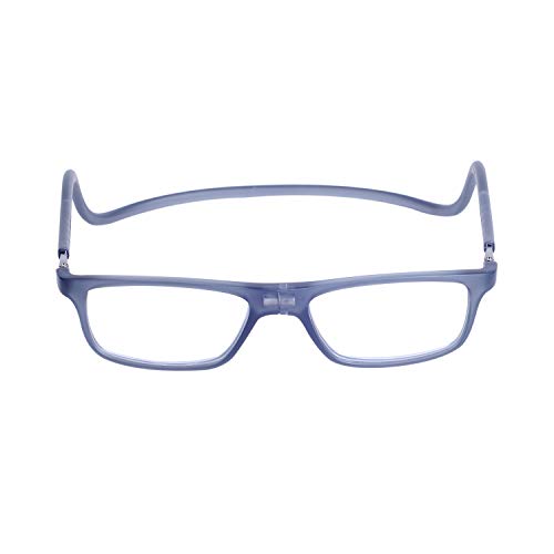 Gafas de Lectura Magnéticas Plegables para Hombre y Mujer +1.0 (45-49 años) Presbicia Vista Montura Regulable Colgar del Cuello y Cierre con Imán, Transparente Gris