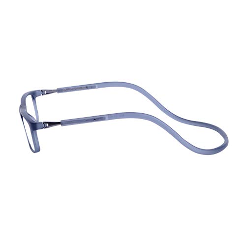 Gafas de Lectura Magnéticas Plegables para Hombre y Mujer +1.0 (45-49 años) Presbicia Vista Montura Regulable Colgar del Cuello y Cierre con Imán, Transparente Gris